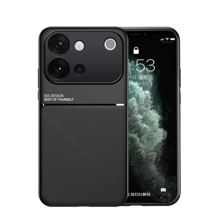 For vivo S60 Vitality 5G Classic Tilt Strip Grain Magnetic PC Hybrid TPU Phone Case(Black)