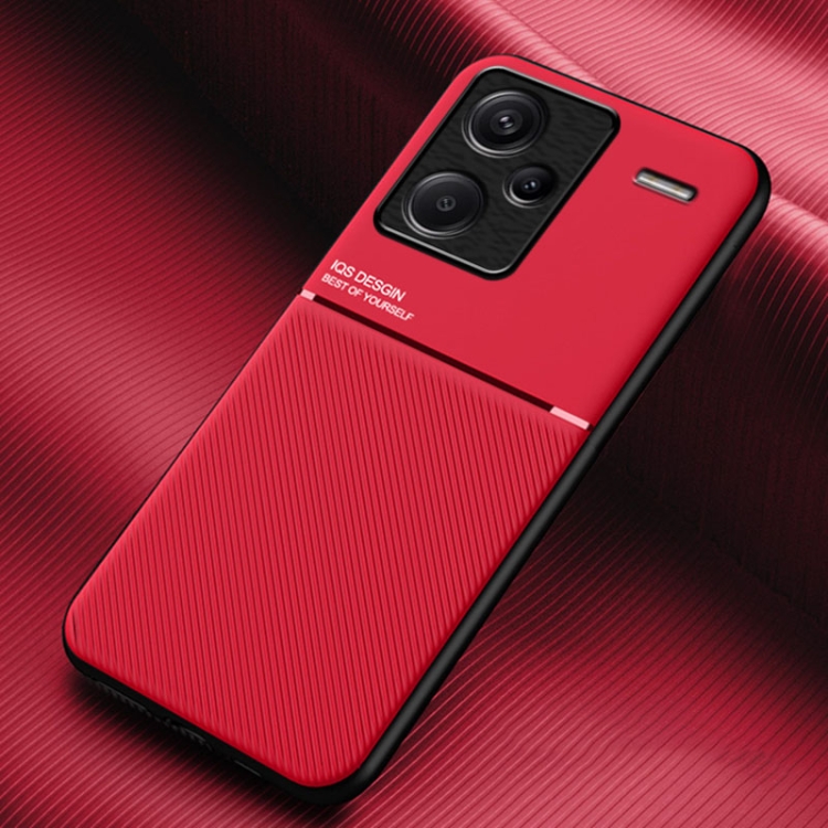 

For Xiaomi Redmi Note 13 Pro+ 5G Classic Tilt Strip Grain Magnetic Shockproof PC + TPU Phone Case(Red)