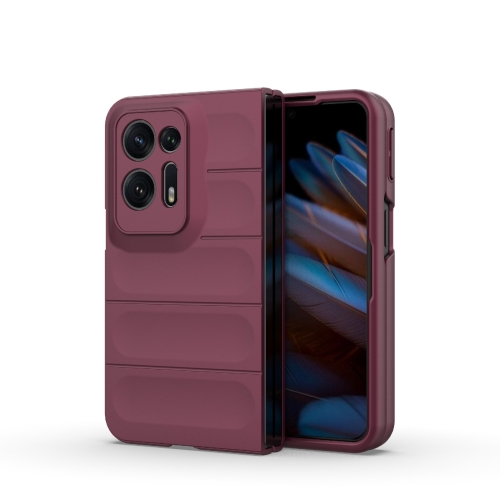 

For OPPO Find N2 Magic Shield Fold PC Shockproof Phone Case(Wine Red)