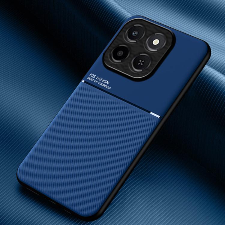 

For Honor X6c 4G Classic Tilt Strip Grain Magnetic PC Hybrid TPU Phone Case(Blue)