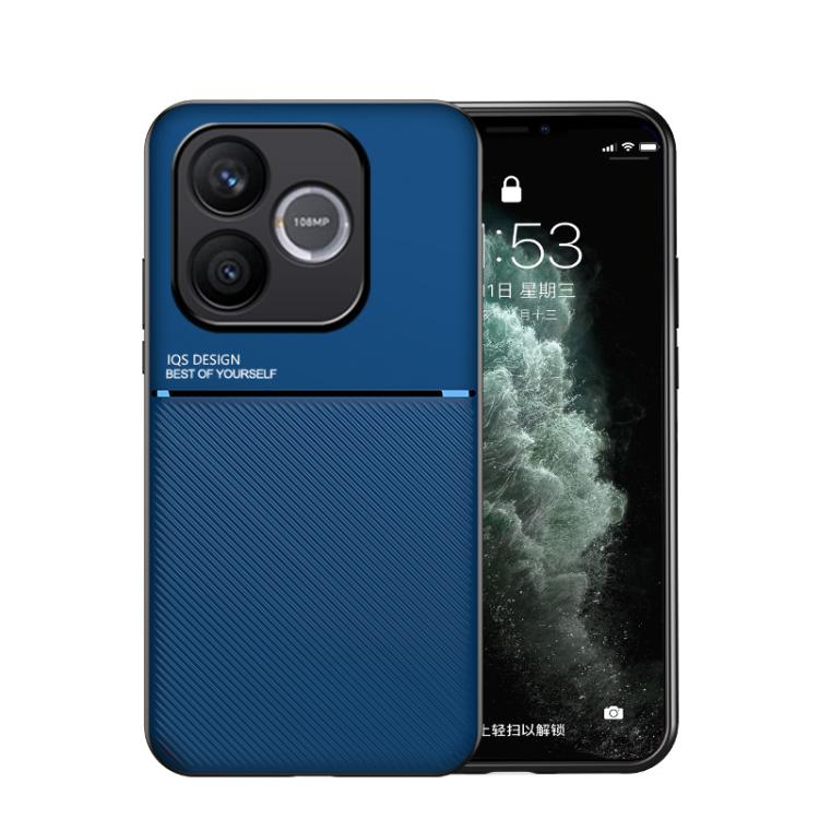 

For Honor 600 Lite Global Classic Tilt Strip Grain Magnetic PC Hybrid TPU Phone Case(Blue)