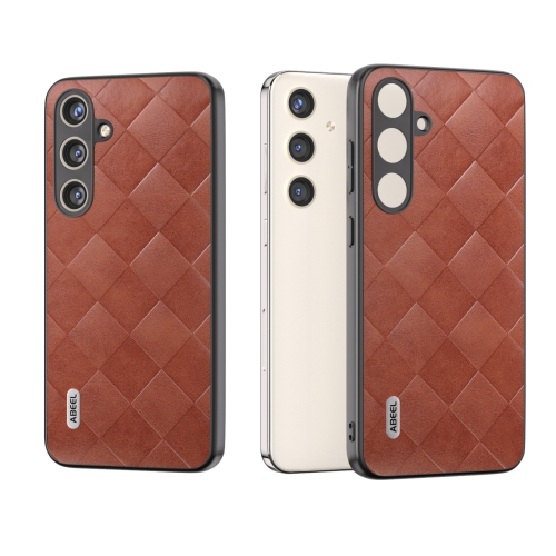 

For Samsung Galaxy S24+ 5G ABEEL Weave Plaid PU Phone Case(Brown)