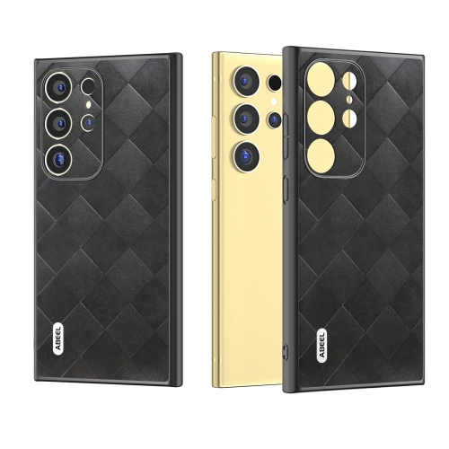 

For Samsung Galaxy S24 Ultra 5G ABEEL Weave Plaid PU Phone Case(Black)