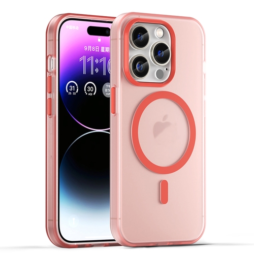 

For iPhone 15 Pro MagSafe Frosted Translucent TPU + PC Full Coverage Phone Case(Red)