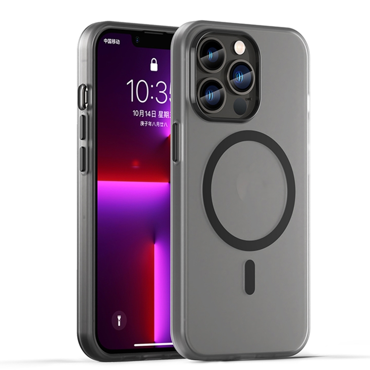 

For iPhone 13 Pro MagSafe Frosted Translucent TPU + PC Full Coverage Phone Case(Black)