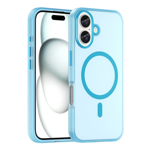 

For iPhone 16 MagSafe Frosted Translucent TPU + PC Full Coverage Phone Case(Blue)