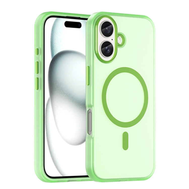 

For iPhone 16 MagSafe Frosted Translucent TPU + PC Full Coverage Phone Case(Green)