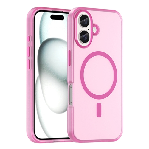 

For iPhone 16 MagSafe Frosted Translucent TPU + PC Full Coverage Phone Case(Pink)