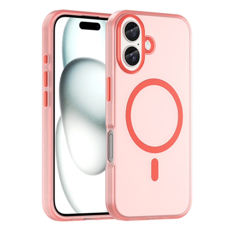 

For iPhone 16 MagSafe Frosted Translucent TPU + PC Full Coverage Phone Case(Red)