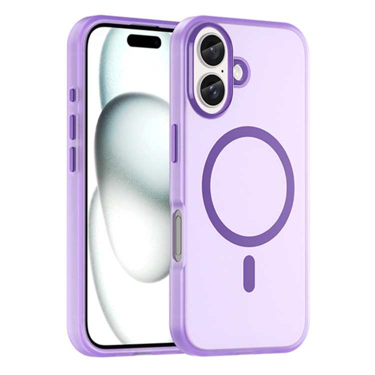 

For iPhone 16 Plus MagSafe Frosted Translucent TPU + PC Full Coverage Phone Case(Dark Purple)