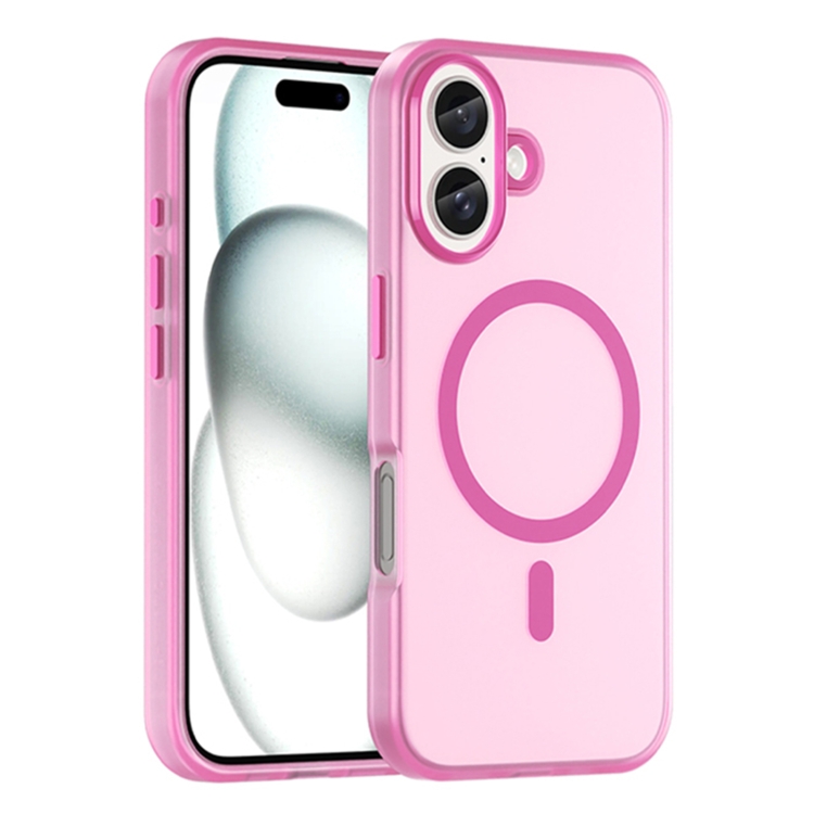 

For iPhone 16 Plus MagSafe Frosted Translucent TPU + PC Full Coverage Phone Case(Pink)