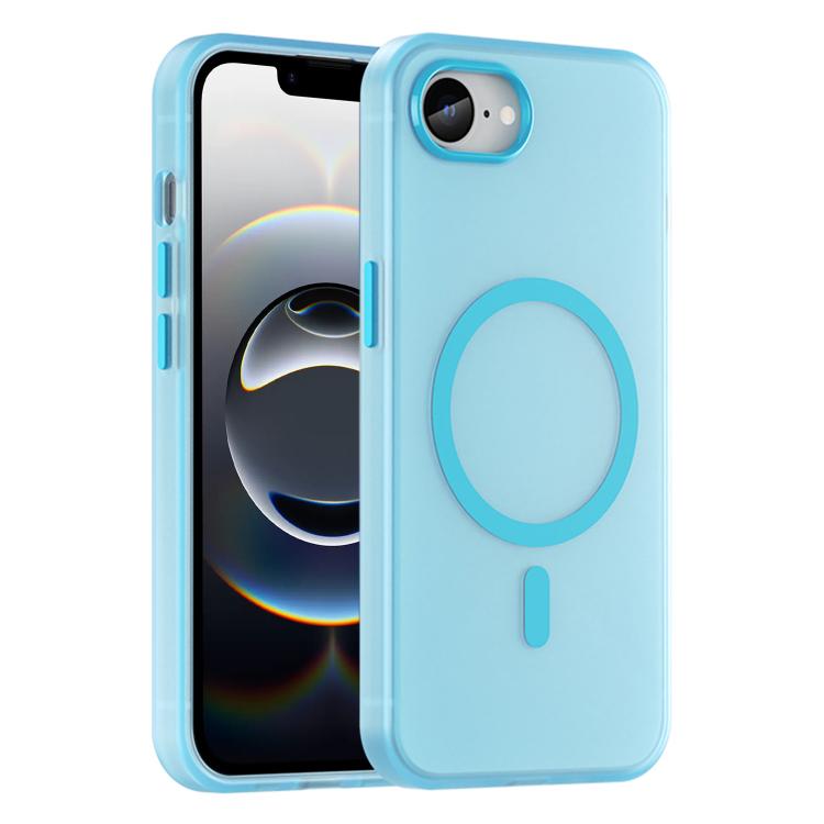 

For iPhone 16e MagSafe Frosted Translucent TPU + PC Full Coverage Phone Case(Blue)