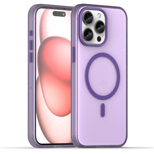 

For iPhone 15 Pro Max MagSafe Frosted Translucent TPU + PC Full Coverage Phone Case(Dark Purple)