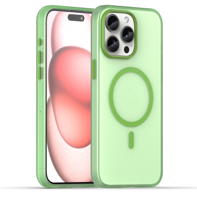 

For iPhone 15 Pro Max MagSafe Frosted Translucent TPU + PC Full Coverage Phone Case(Green)