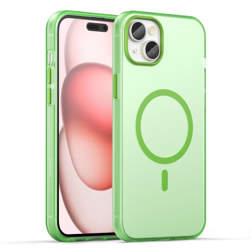 

For iPhone 15 Plus MagSafe Frosted Translucent TPU + PC Full Coverage Phone Case(Green)