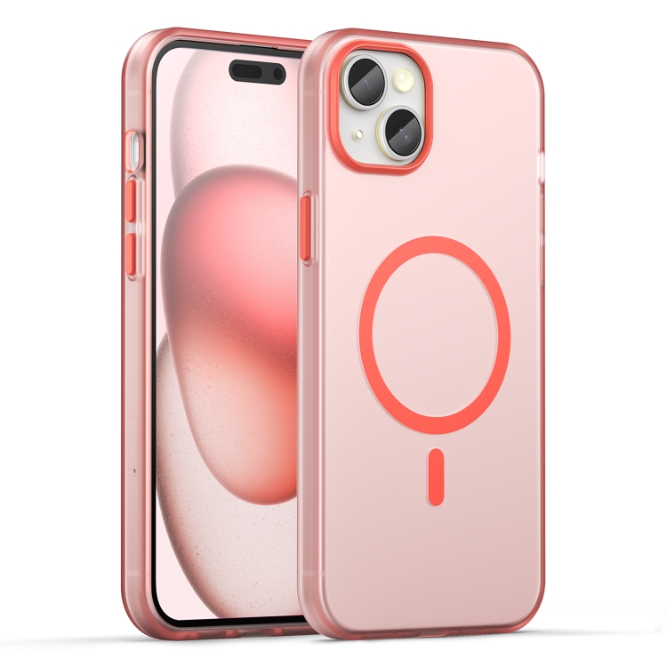 

For iPhone 15 Plus MagSafe Frosted Translucent TPU + PC Full Coverage Phone Case(Red)