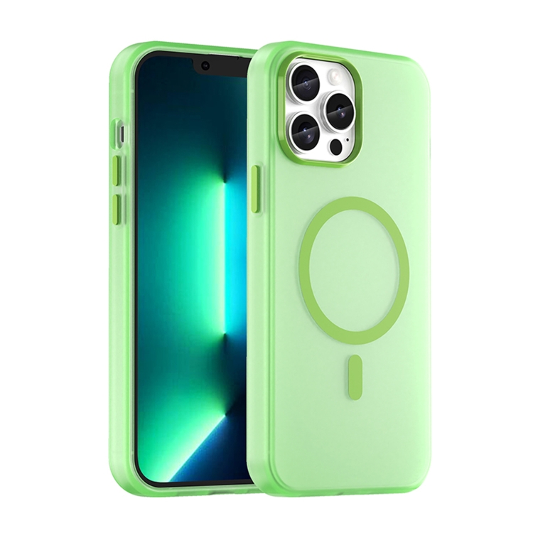 

For iPhone 13 Pro Max MagSafe Frosted Translucent TPU + PC Full Coverage Phone Case(Green)