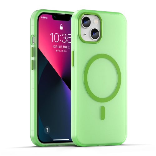 

For iPhone 13 MagSafe Frosted Translucent TPU + PC Full Coverage Phone Case(Green)