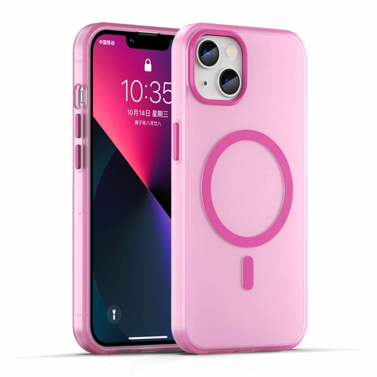 

For iPhone 13 MagSafe Frosted Translucent TPU + PC Full Coverage Phone Case(Pink)