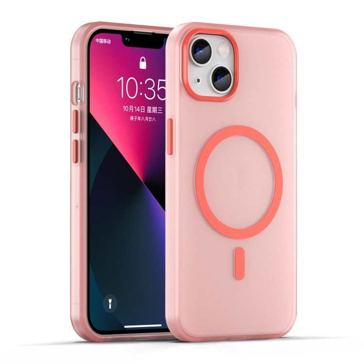 

For iPhone 13 MagSafe Frosted Translucent TPU + PC Full Coverage Phone Case(Red)
