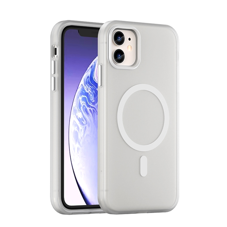 

For iPhone 12 MagSafe Frosted Translucent TPU + PC Full Coverage Phone Case(White)