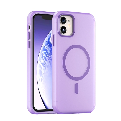 

For iPhone 12 MagSafe Frosted Translucent TPU + PC Full Coverage Phone Case(Dark Purple)