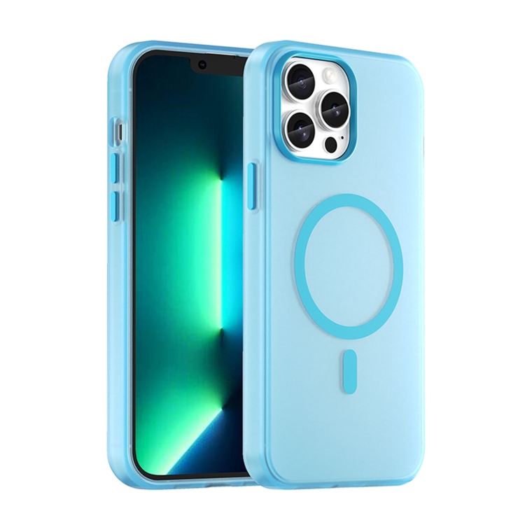 

For iPhone 12 Pro Max MagSafe Frosted Translucent TPU + PC Full Coverage Phone Case(Blue)