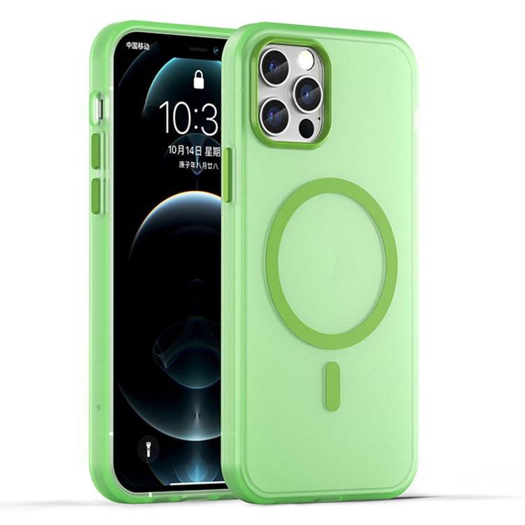 

For iPhone 12 Pro MagSafe Frosted Translucent TPU + PC Full Coverage Phone Case(Green)