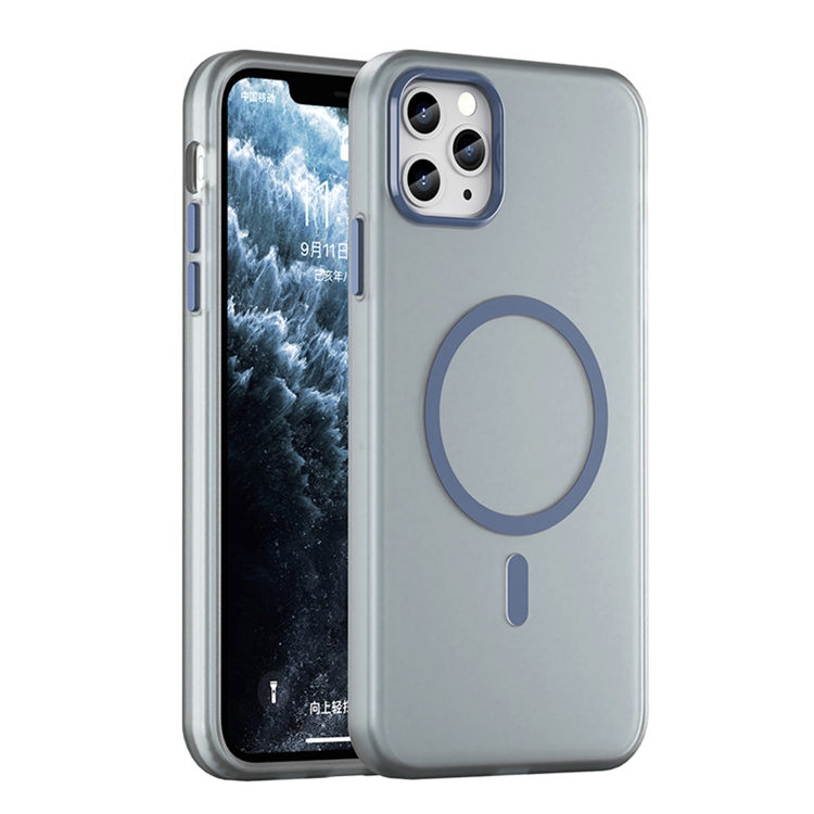 

For iPhone 11 Pro Max MagSafe Frosted Translucent TPU + PC Full Coverage Phone Case(Dark Blue)