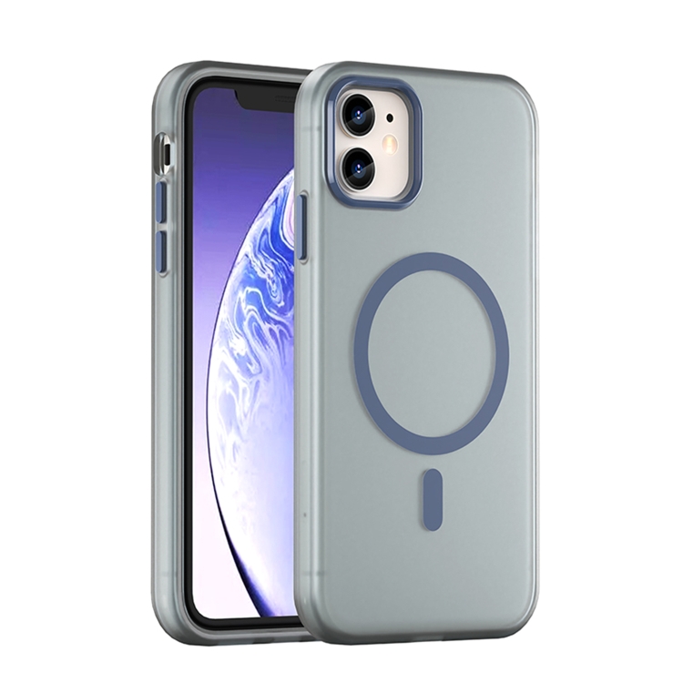 

For iPhone 11 MagSafe Frosted Translucent TPU + PC Full Coverage Phone Case(Dark Blue)