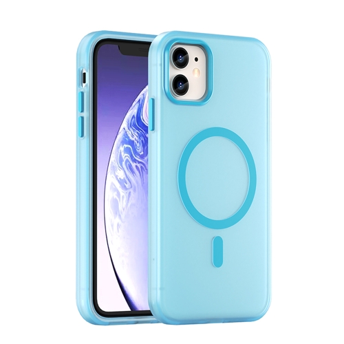 

For iPhone 11 MagSafe Frosted Translucent TPU + PC Full Coverage Phone Case(Blue)