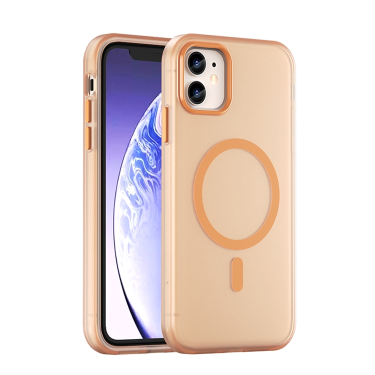 

For iPhone 11 MagSafe Frosted Translucent TPU + PC Full Coverage Phone Case(Orange)