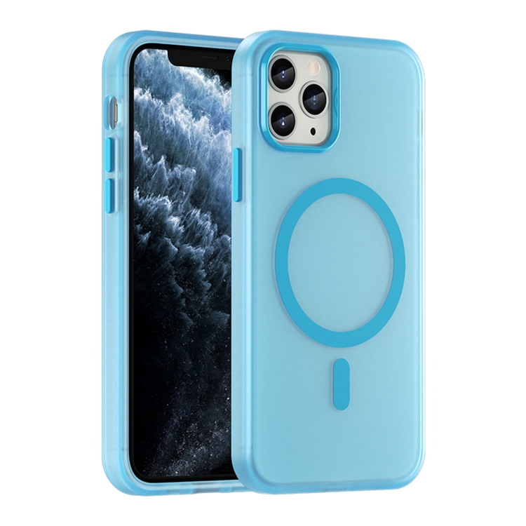 

For iPhone 11 Pro MagSafe Frosted Translucent TPU + PC Full Coverage Phone Case(Blue)