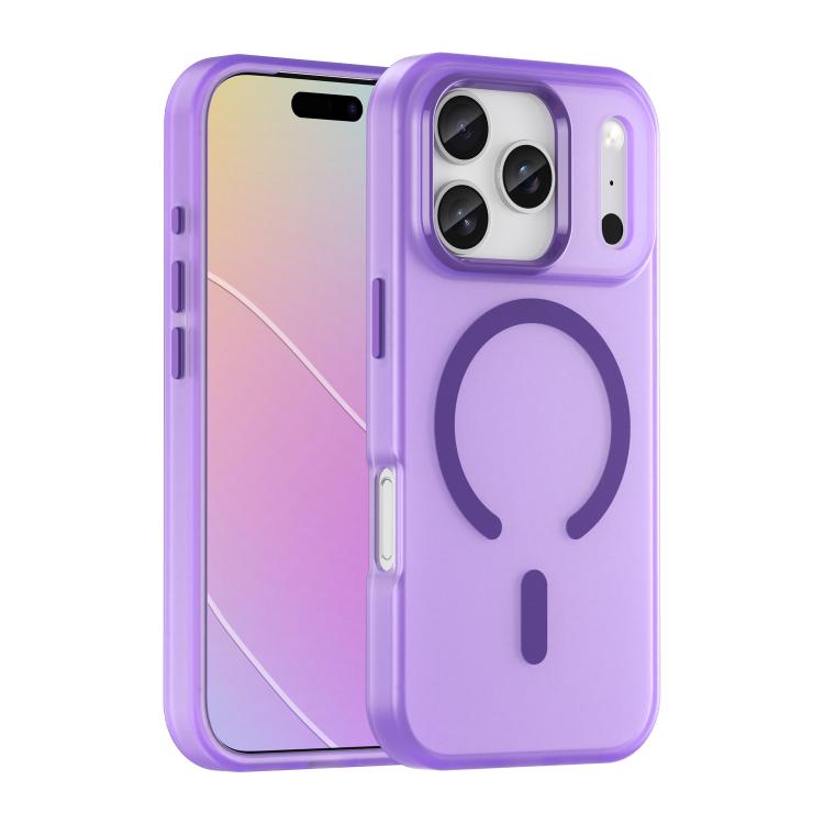 

For iPhone 17 Pro MagSafe Frosted Translucent TPU + PC Full Coverage Phone Case(Dark Purple)