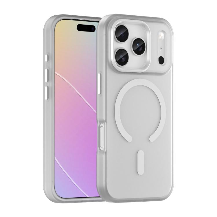 For iPhone 18 Pro MagSafe Frosted Translucent TPU + PC Full Coverage Phone Case(White)