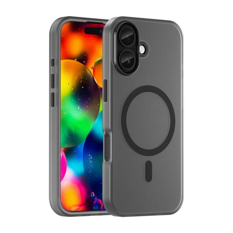 For iPhone 18 MagSafe Frosted Translucent TPU + PC Full Coverage Phone Case(Black)