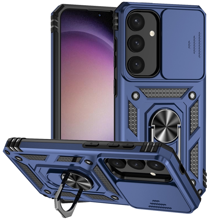 

For Samsung Galaxy S24 5G Sliding Camshield Holder Phone Case(Blue)