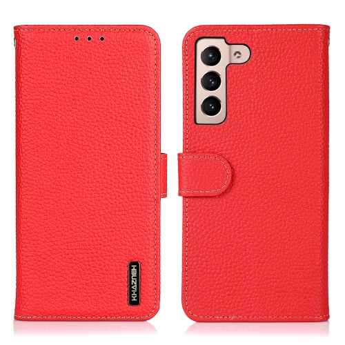 

For Samsung Galaxy A35 5G KHAZNEH Litchi Genuine Leather Phone Case(Red)