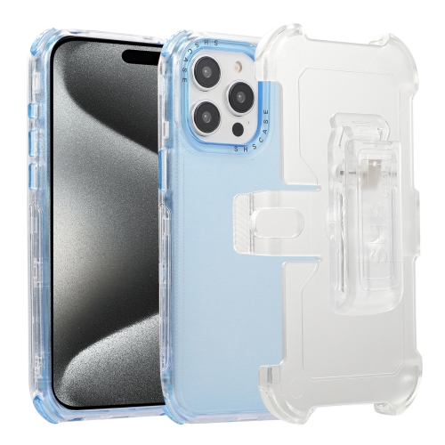 

For iPhone 15 Pro Max Frosted PC+TPU Phone Case with Back Clip(Sky Blue)