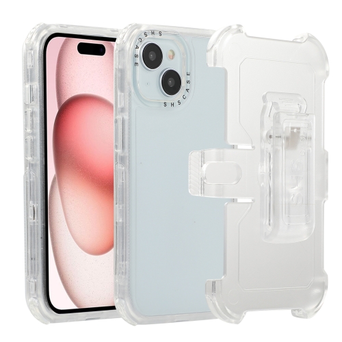 For iPhone 15 Frosted PC+TPU Phone Case with Back Clip(White) front camera with flex cable for iphone 8 plus