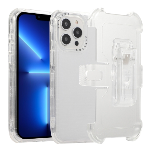 For iPhone 13 Pro Max Frosted PC+TPU Phone Case with Back Clip(White) 7x 45x trinocular stereomicroscope with vga digital camera is used to observe and discover microscopic materials