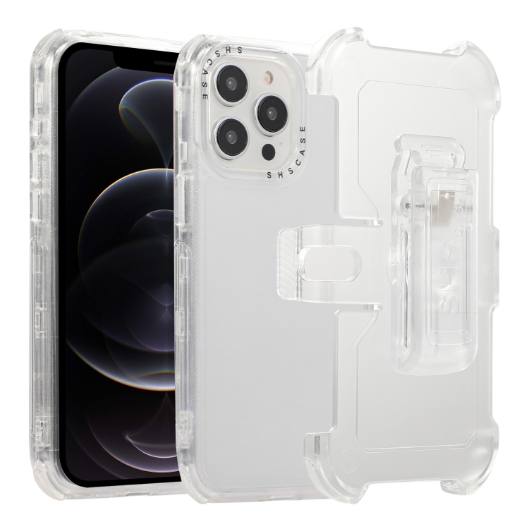 

For iPhone 12 Pro Max Frosted PC+TPU Phone Case with Back Clip(White)