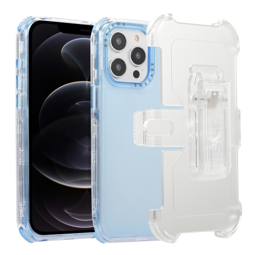 

For iPhone 12 Pro Max Frosted PC+TPU Phone Case with Back Clip(Sky Blue)