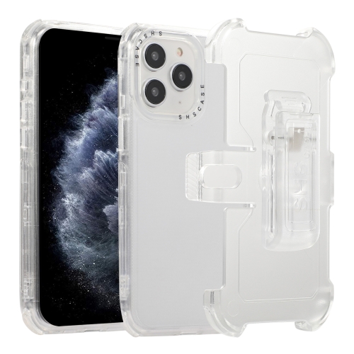 For iPhone 11 Pro Frosted PC+TPU Phone Case with Back Clip(White) чехол клип кейс apple для iphone 15 mt393fe a with magsafe