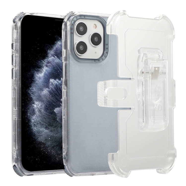 

For iPhone 11 Pro Frosted PC+TPU Phone Case with Back Clip(Transparent Blue)