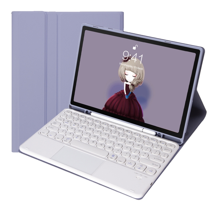 

For Samsung Galaxy Tab S9 FE Candy Color TPU Round Keycap Touch Bluetooth Keyboard Leather Case(Purple)