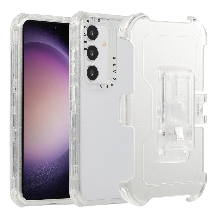 

For Samsung Galaxy S24 5G Frosted PC+TPU Phone Case with Back Clip(White)