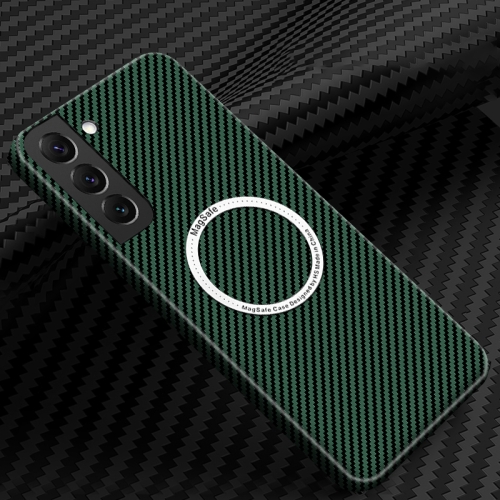 

For Samsung Galaxy S24 5G Carbon Fiber Texture MagSafe Magnetic Phone Case(Green)