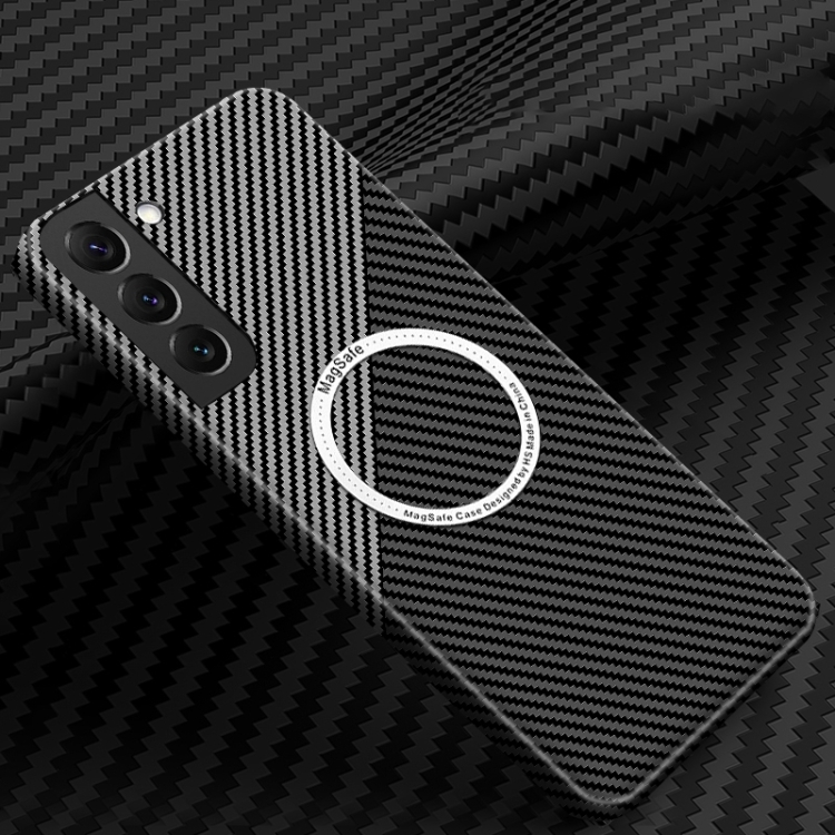 

For Samsung Galaxy S25+ 5G Carbon Fiber Texture MagSafe Magnetic Phone Case(Black Silver)