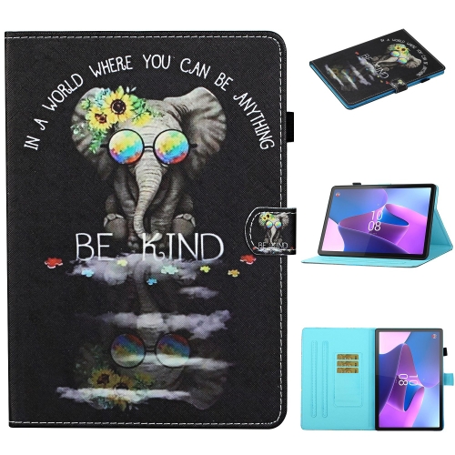 

For Lenovo Tab P11 Gen2 /Xiaoxin Pad Plus 2023 Coloured Drawing Stitching Smart Leather Tablet Case(Glasses Elephant)